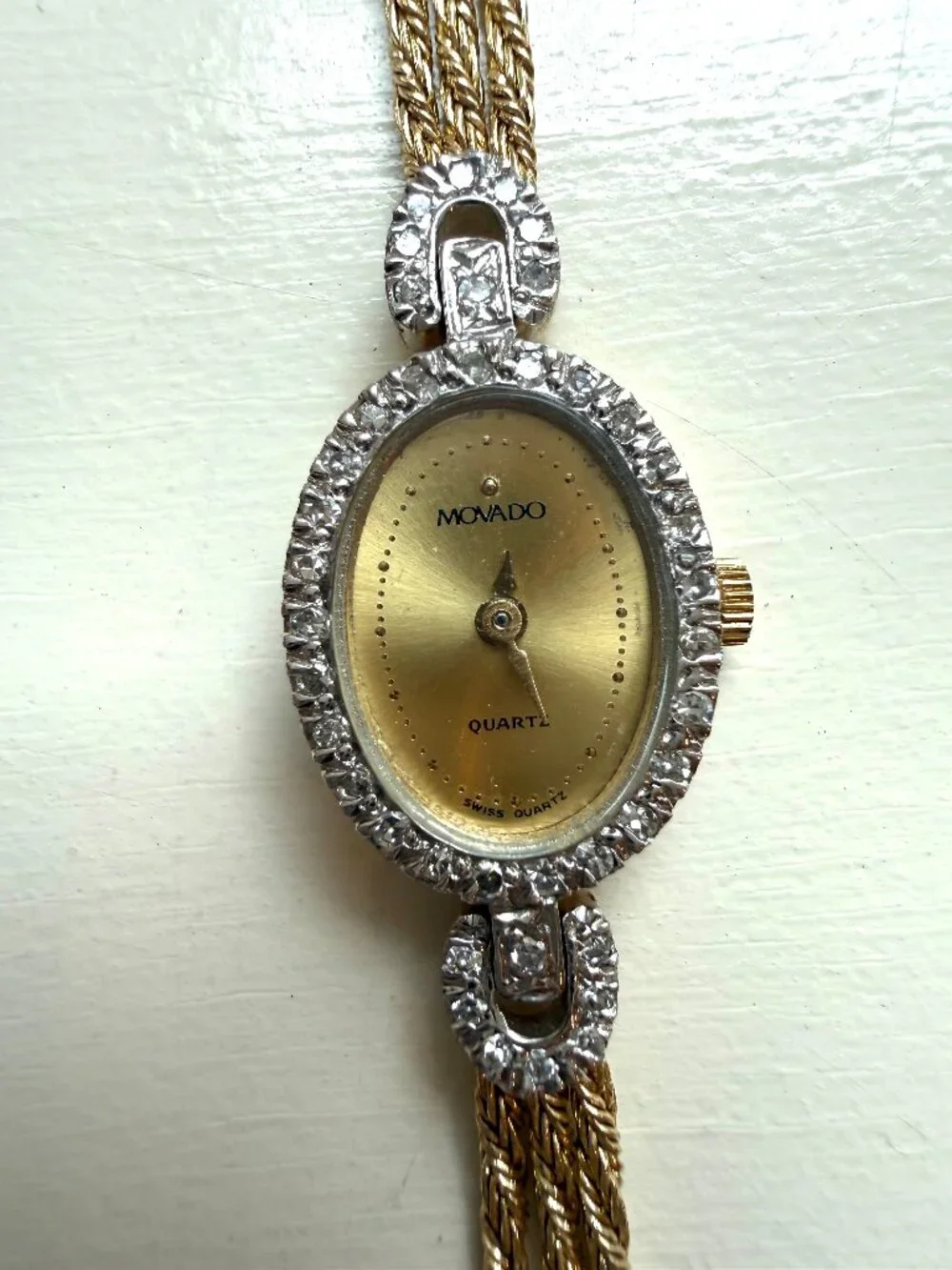 Vintage Movado 14K Gold & Diamond 12.7g Swiss Quartz Ladies Bracelet Watch